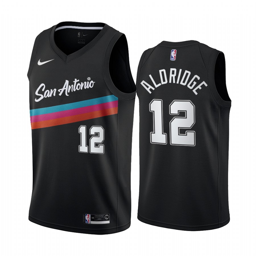 Men's Black San Antonio Spurs #12 LaMarcus Aldridge 2020 City Edition Stitched Jersey